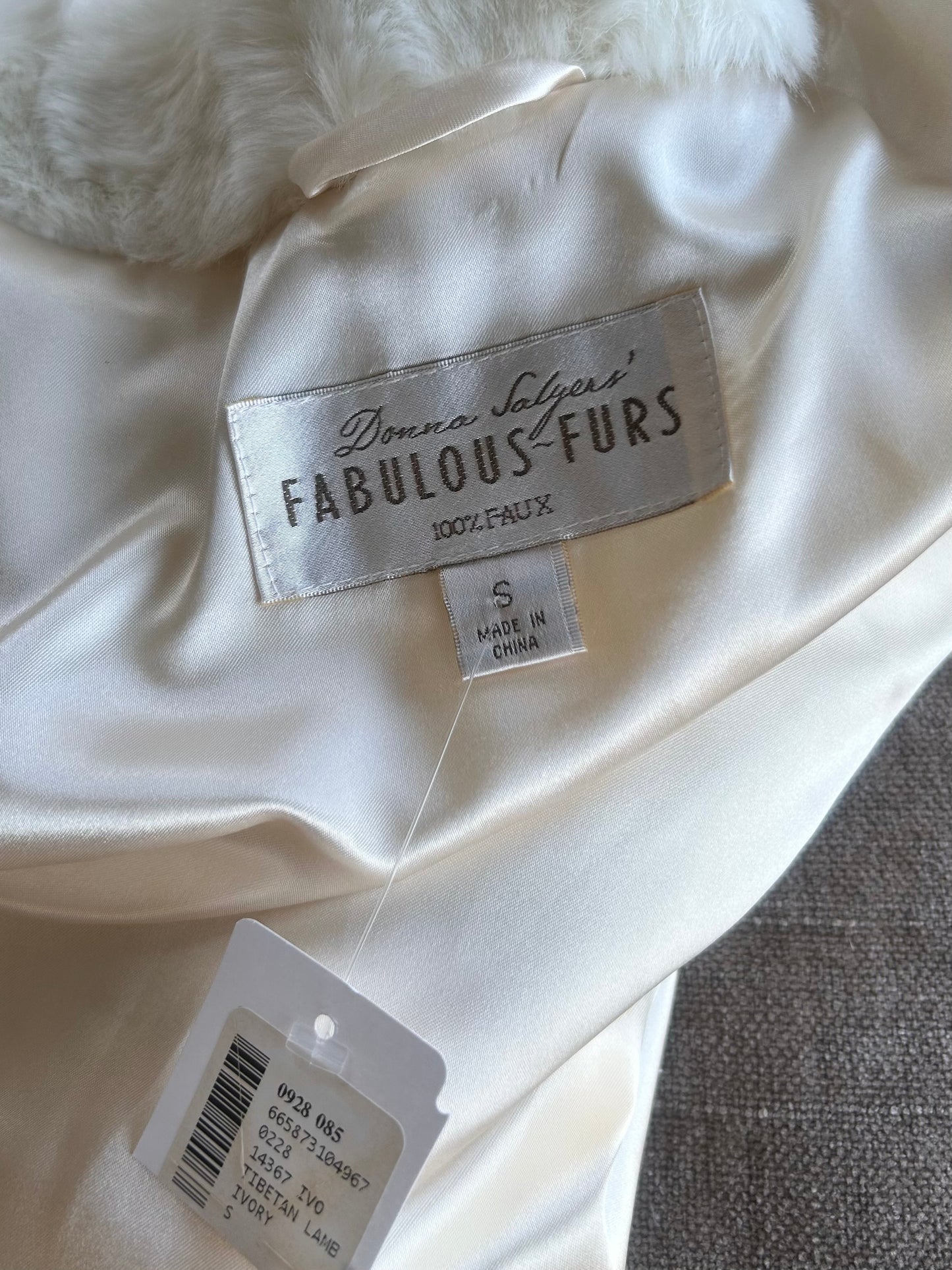 Donna Salyers Fabulous-Furs Ivory Faux Fur Coat