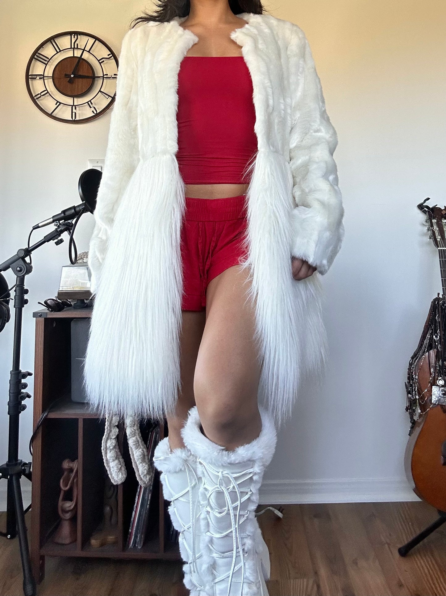 Donna Salyers Fabulous-Furs Ivory Faux Fur Coat