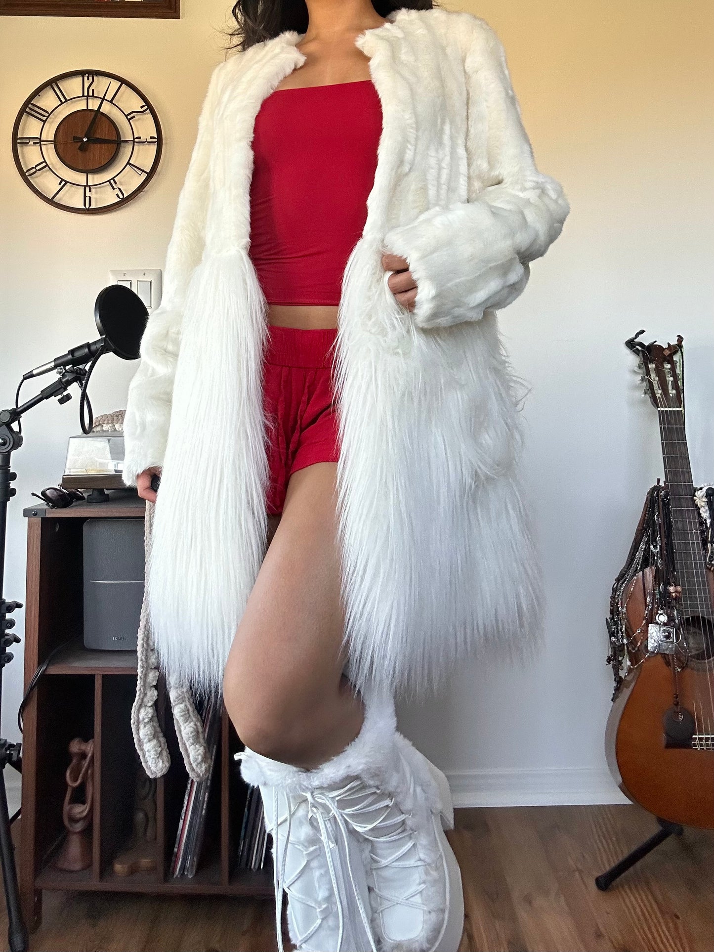 Donna Salyers Fabulous-Furs Ivory Faux Fur Coat