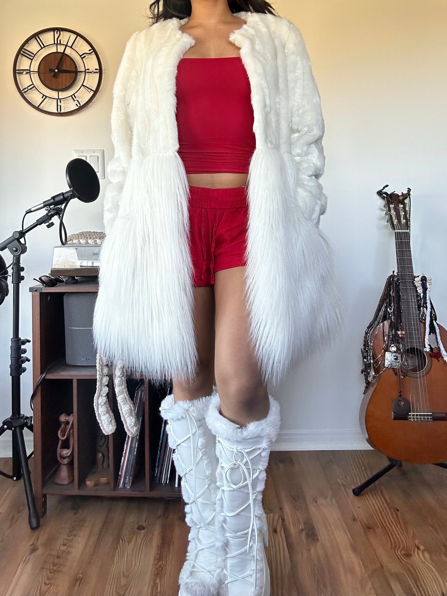Donna Salyers Fabulous-Furs Ivory Faux Fur Coat