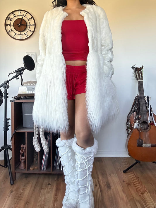 Donna Salyers Fabulous-Furs Ivory Faux Fur Coat